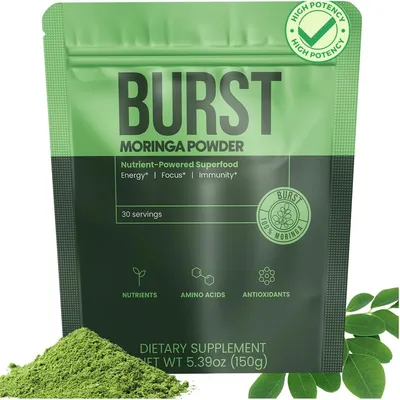 Burst Moringa Organic Moringa Powder, 100% natural non-GMO moringa powder