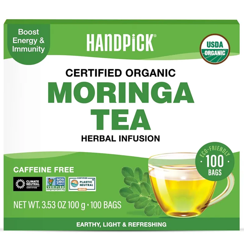 HANDPICK Organic Moringa Tea Bags - 100 count organic tea bags