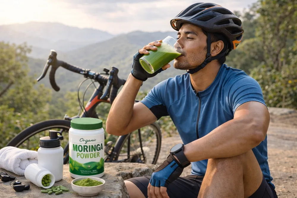 An athlete in a different athletic context showing Moringa as part of an active lifestyle
