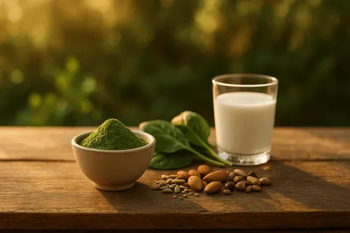 Moringa powder displayed as a source of essential minerals for comprehensive health