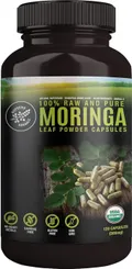 Supreme Herbals Raw and Pure Moringa Leaf Powder Capsules, USDA Organic, non-GMO, gluten-free moringa capsules